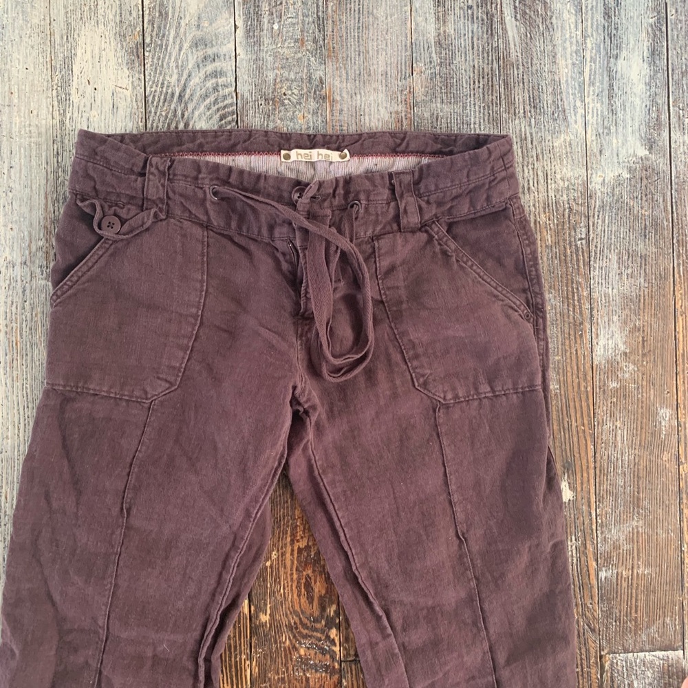 ANTHROPOLOGIE BROWN LINEN PANTS